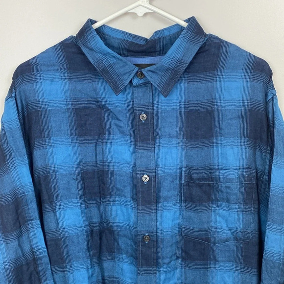 New Vince Blue Plaid Button Down 100% Cotton size XL - Picture 6 of 16